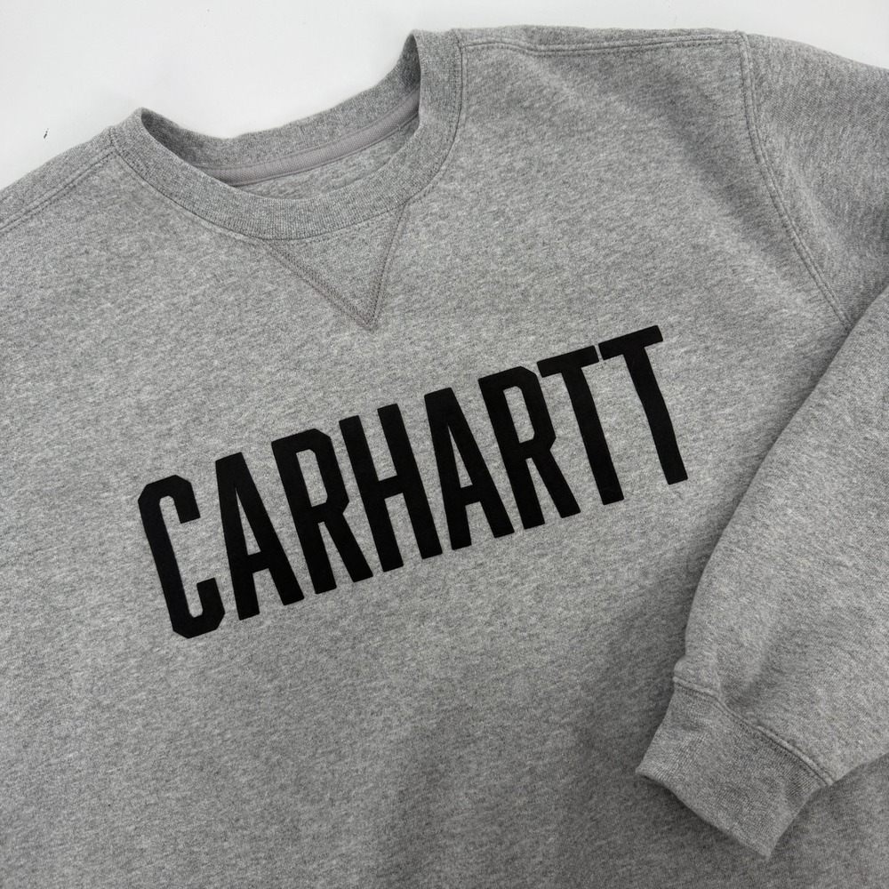 Carhartt Men Original Fit Graphic Logo Sweatshirt Gray 103853 HGY Size L Regular